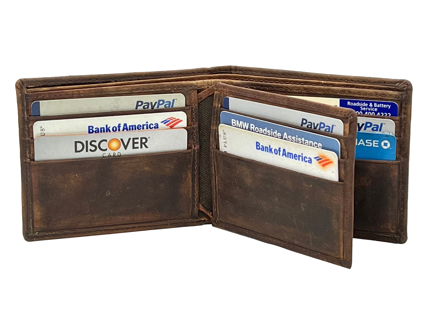 Hunter Brown RFID Signal Blocking Men's Vintage Leather Thin Bifold Wallet ID Card Holder Front Pocket