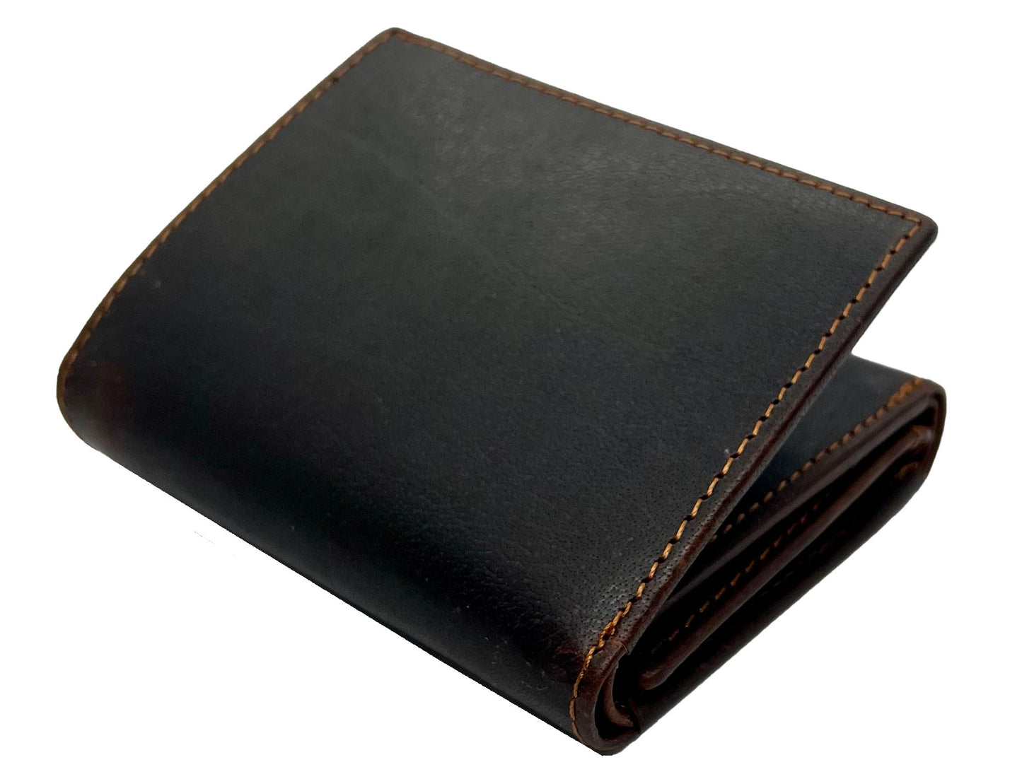 Hunter Brown Leather Men's Trifold Hipster Vintage European Wallet Credit Card Holder