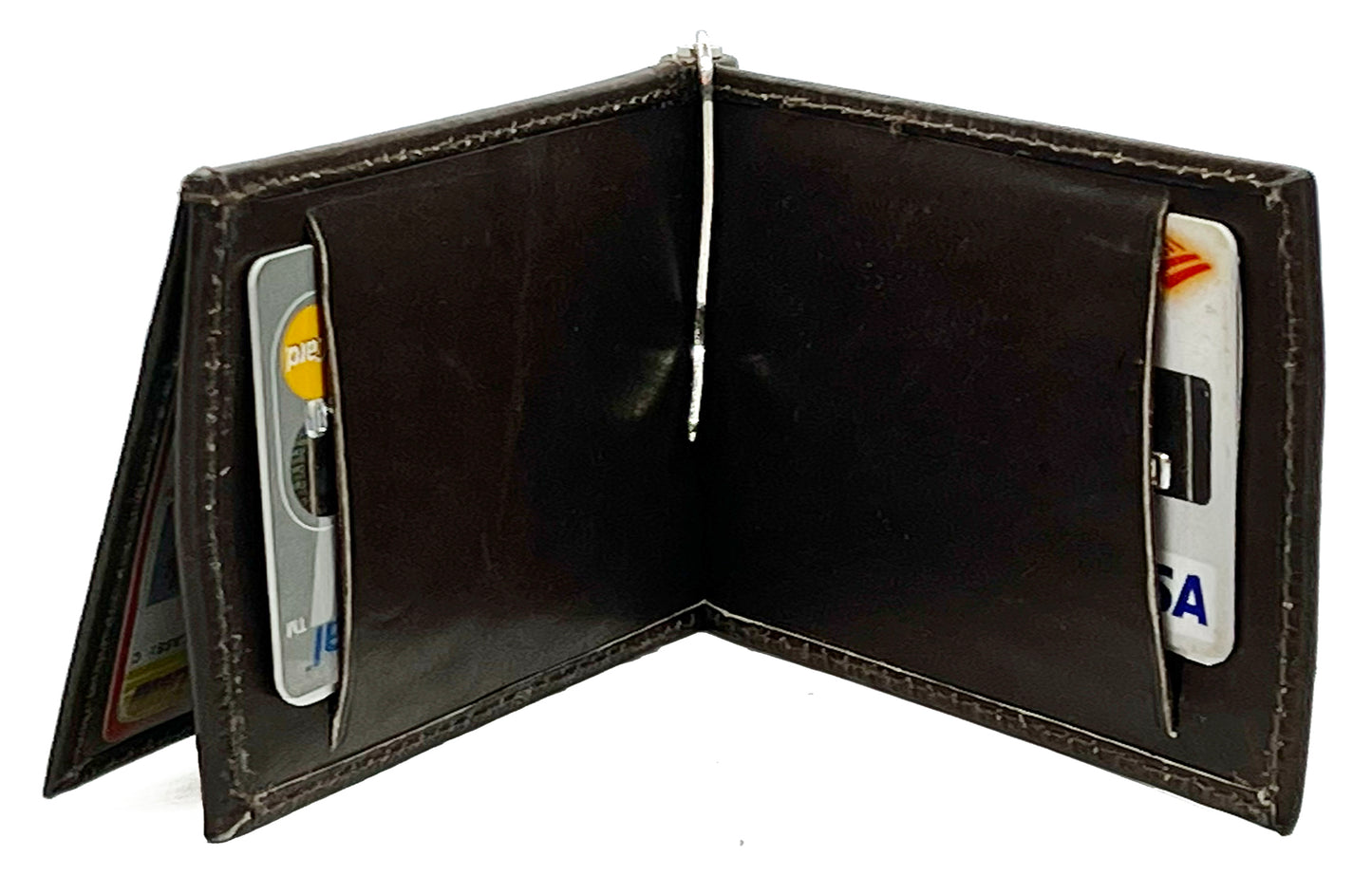 Genuine Leather Z Fold Money Clip Front Pocket Men's Wallet