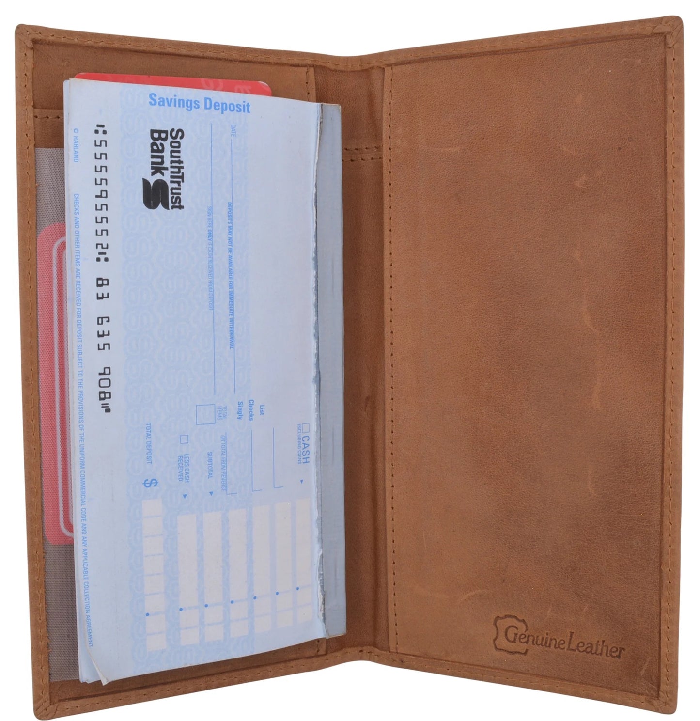 Hunter Brown RFID Blocking Genuine Leather Standard Checkbook Cover Holder Thin Wallet Men Women