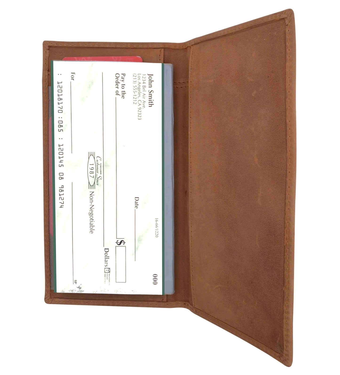 Hunter Brown RFID Blocking Genuine Leather Standard Checkbook Cover Holder Thin Wallet Men Women