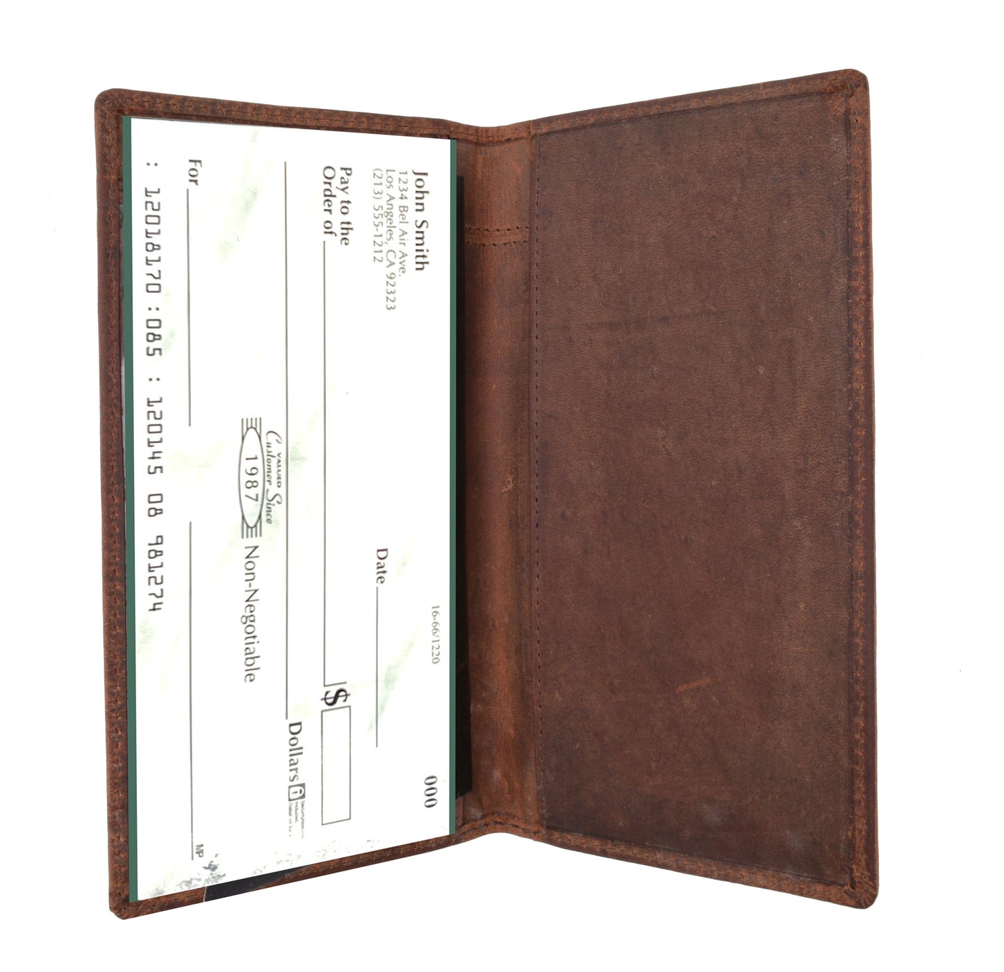 Hunter Brown RFID Blocking Genuine Leather Standard Checkbook Cover Holder Thin Wallet Men Women