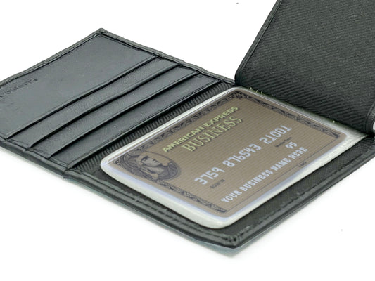 Genuine Leather ID Window Credit Card Thin Billfold Bifold Wallet with Clear Card Sleeves