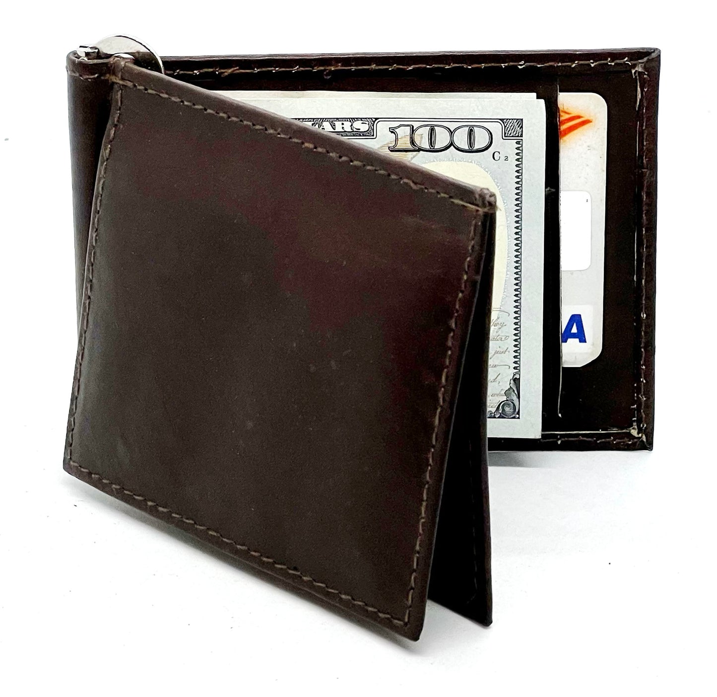 Genuine Leather Z Fold Money Clip Front Pocket Men's Wallet