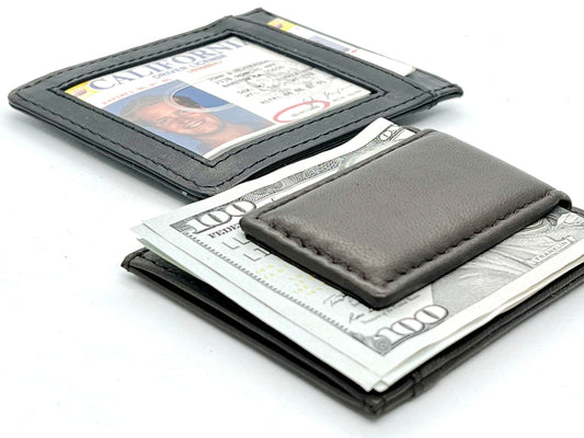 RFID Blocking Leather Slim Men's Magnetic Money Clip ID Card Holder Wallet