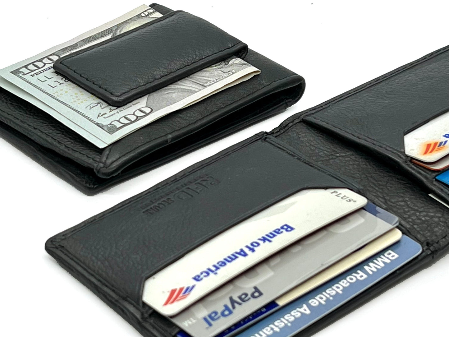 RFID Blocking Leather Slim Men's Bifold Magnetic Money Clip ID Card Holder Wallet