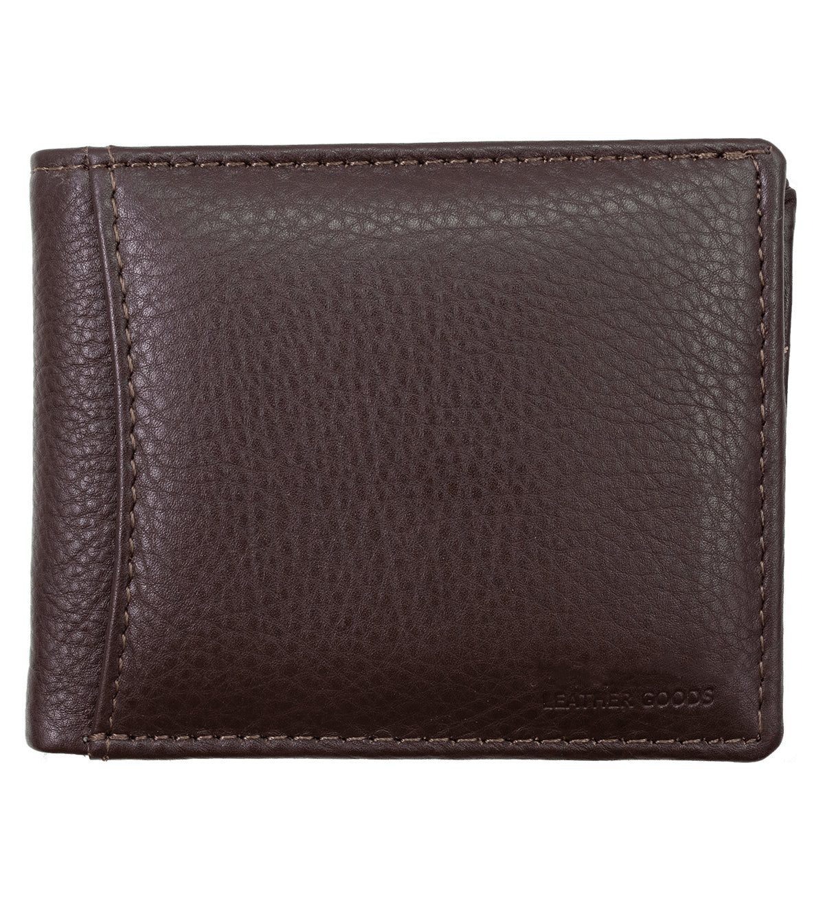 RFID Blocking Genuine Leather Men's Bifold Wallet Center Flap Premium Cowhide