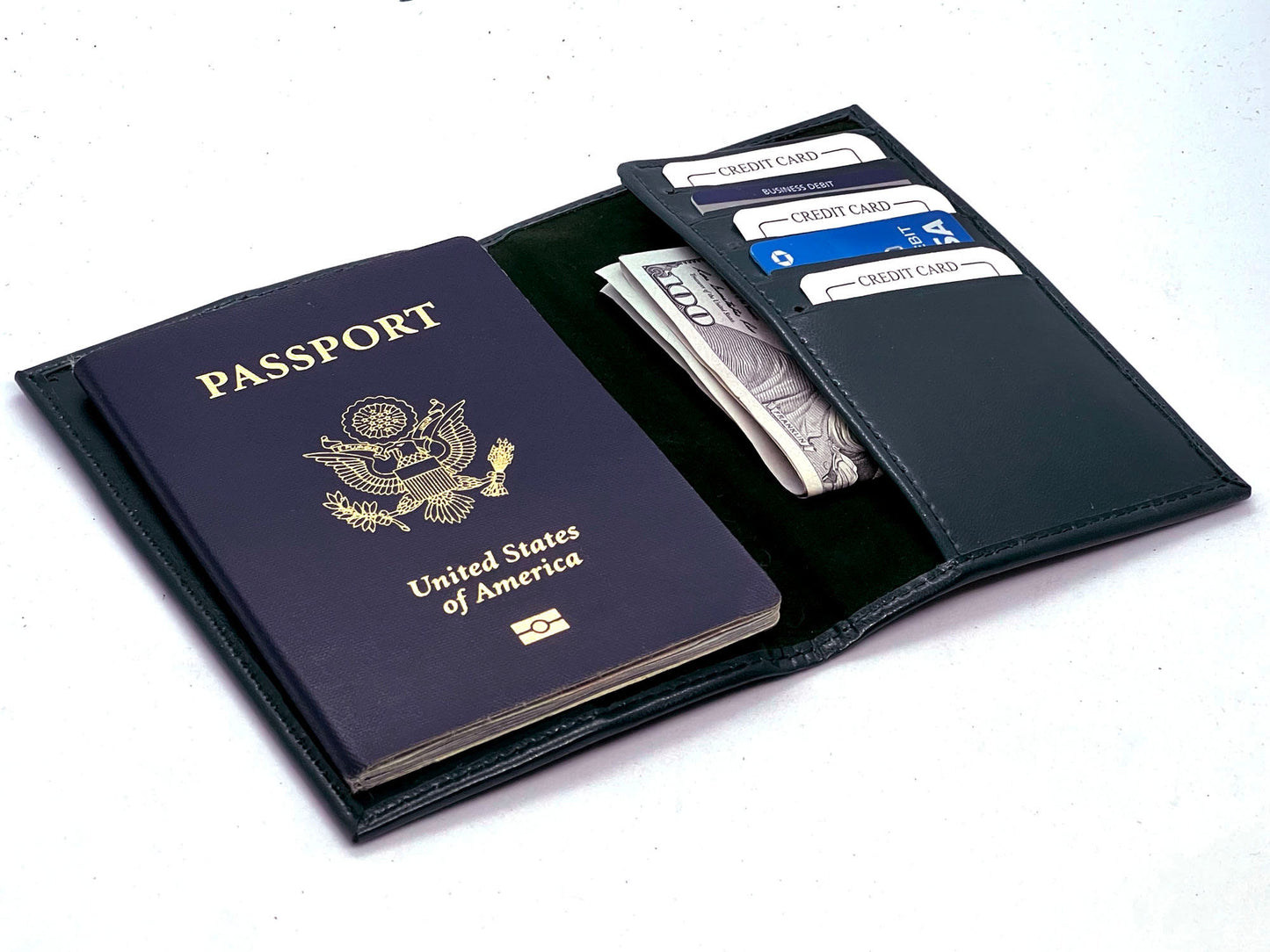RFID Blocking Leather Passport Cover Credit Card ID Travel Wallet