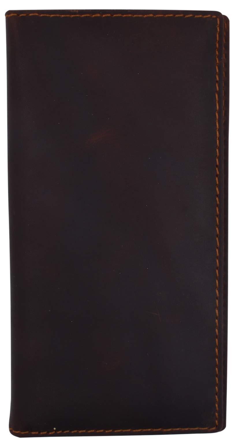 RFID Blocking Hand Crafted Hunter Brown Vintage Leather Standard Checkbook Cover
