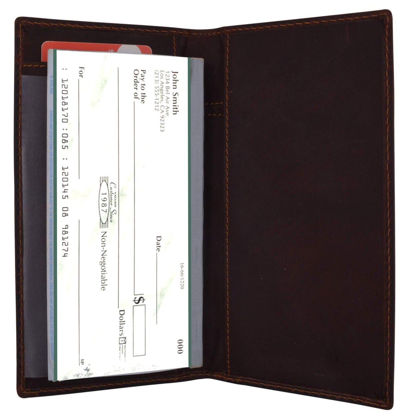 RFID Blocking Hand Crafted Hunter Brown Vintage Leather Standard Checkbook Cover