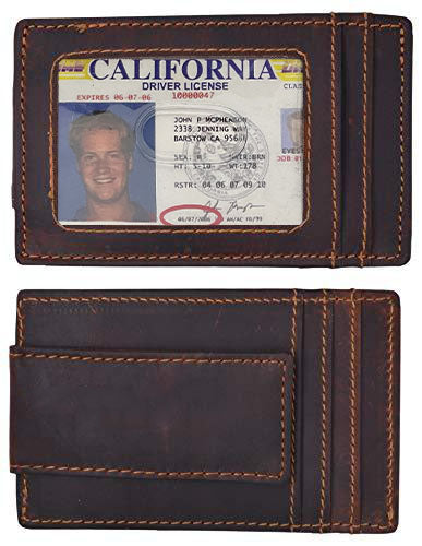 Hunter Brown RFID Blocking Vintage Leather Men's Thin Magnetic Money Clip