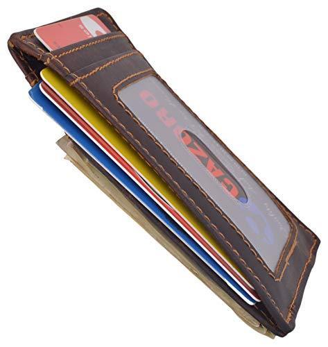 Hunter Brown RFID Blocking Vintage Leather Men's Thin Magnetic Money Clip