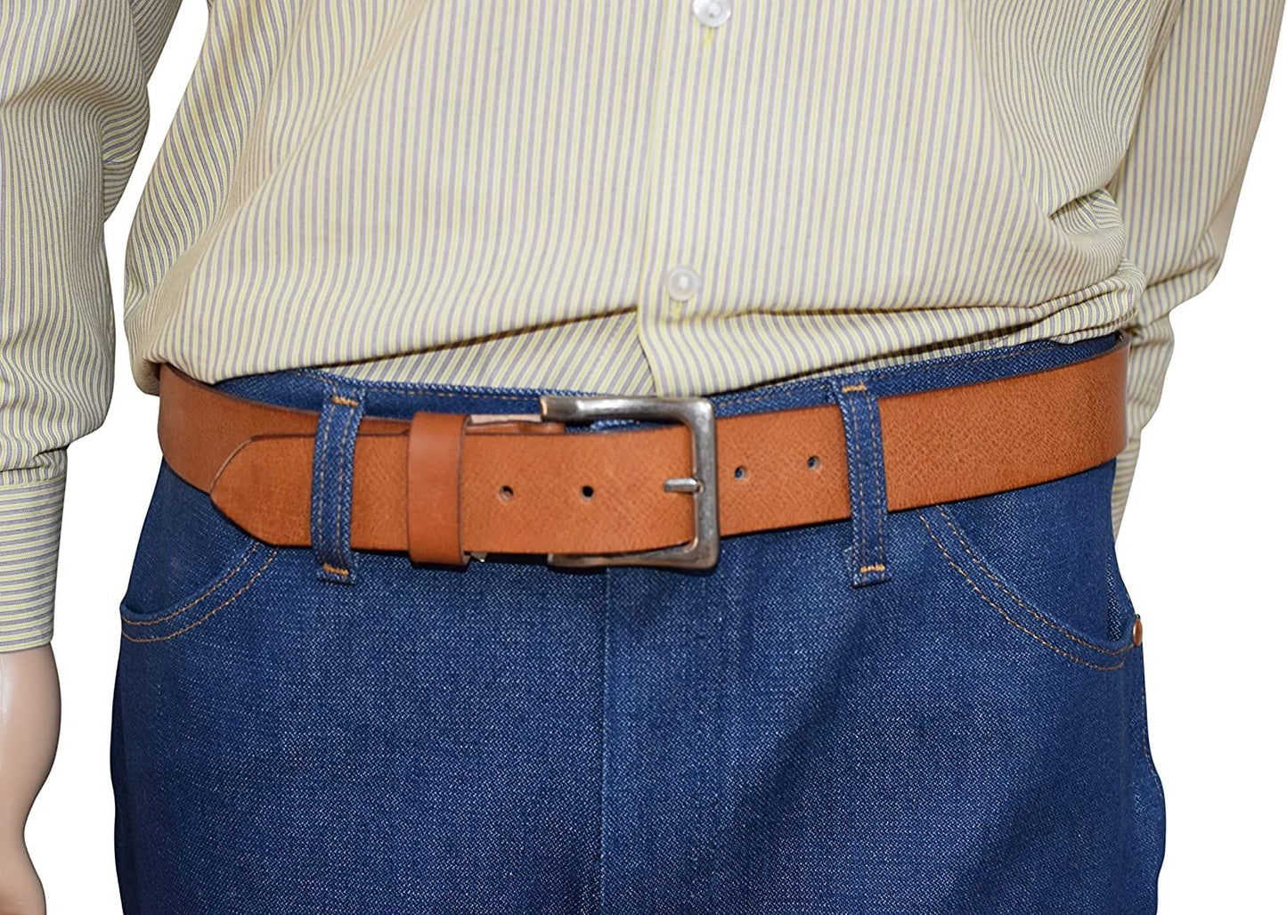 Men's Genuine Leather Men's Jeans Belt  Casual Work 1 1/2"