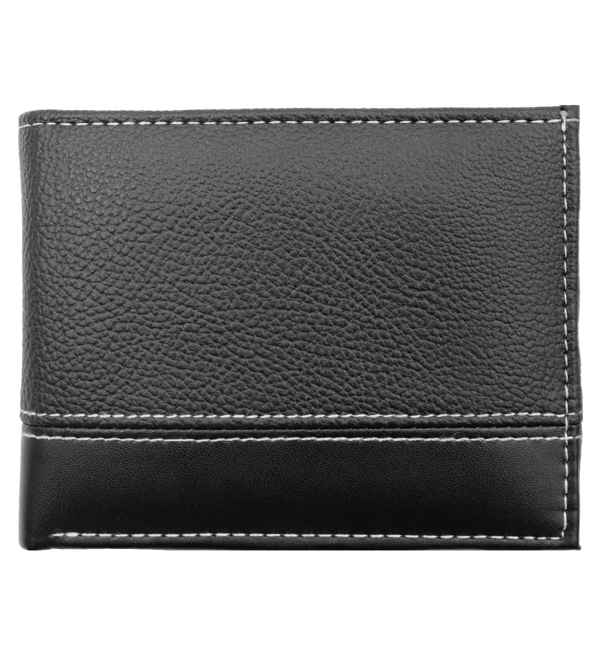 Black Grain Pattern Vegan Leather Men's Bifold Wallet Double Flap Holder