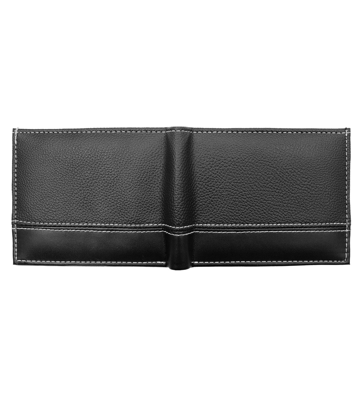 Black Grain Pattern Vegan Leather Men's Bifold Wallet Double Flap Holder