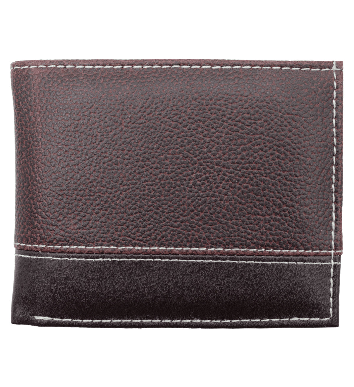 Black Grain Pattern Vegan Leather Men's Bifold Wallet Double Flap Holder