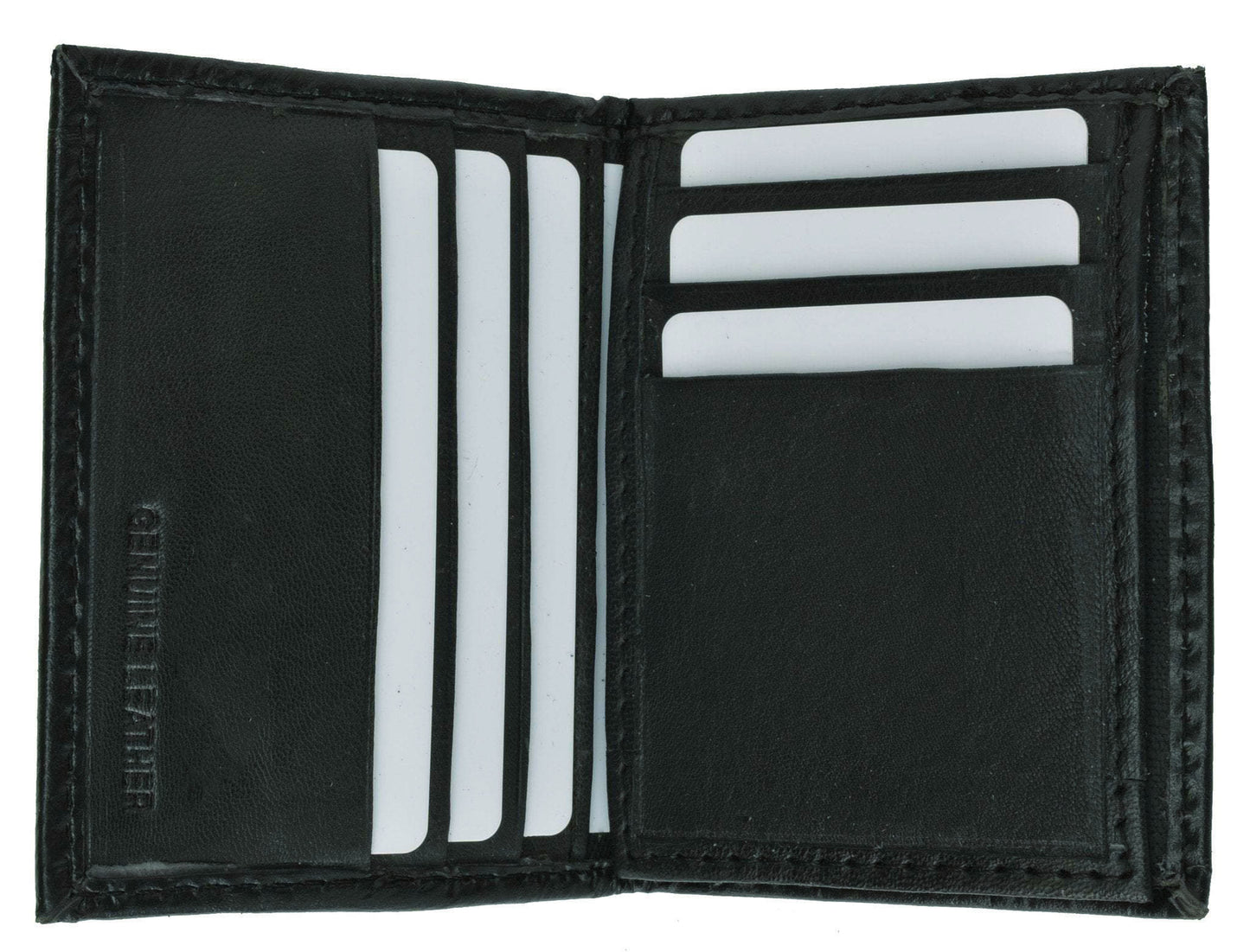 Genuine Leather ID Window Credit Card Thin Billfold Bifold Wallet with Clear Card Sleeves