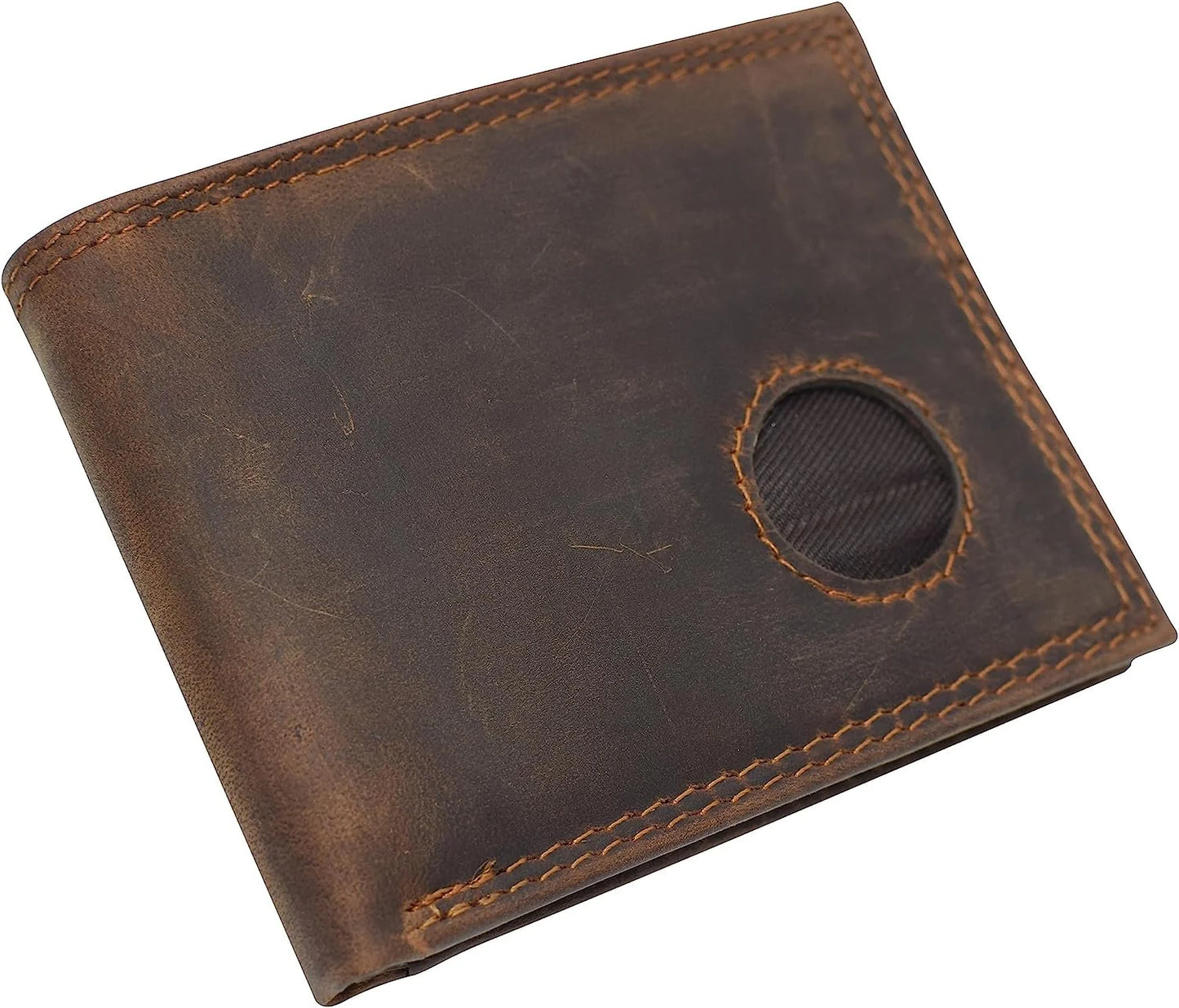 Vintage Leather Men's Bifold Wallet Credit Card Holder Airtag Case