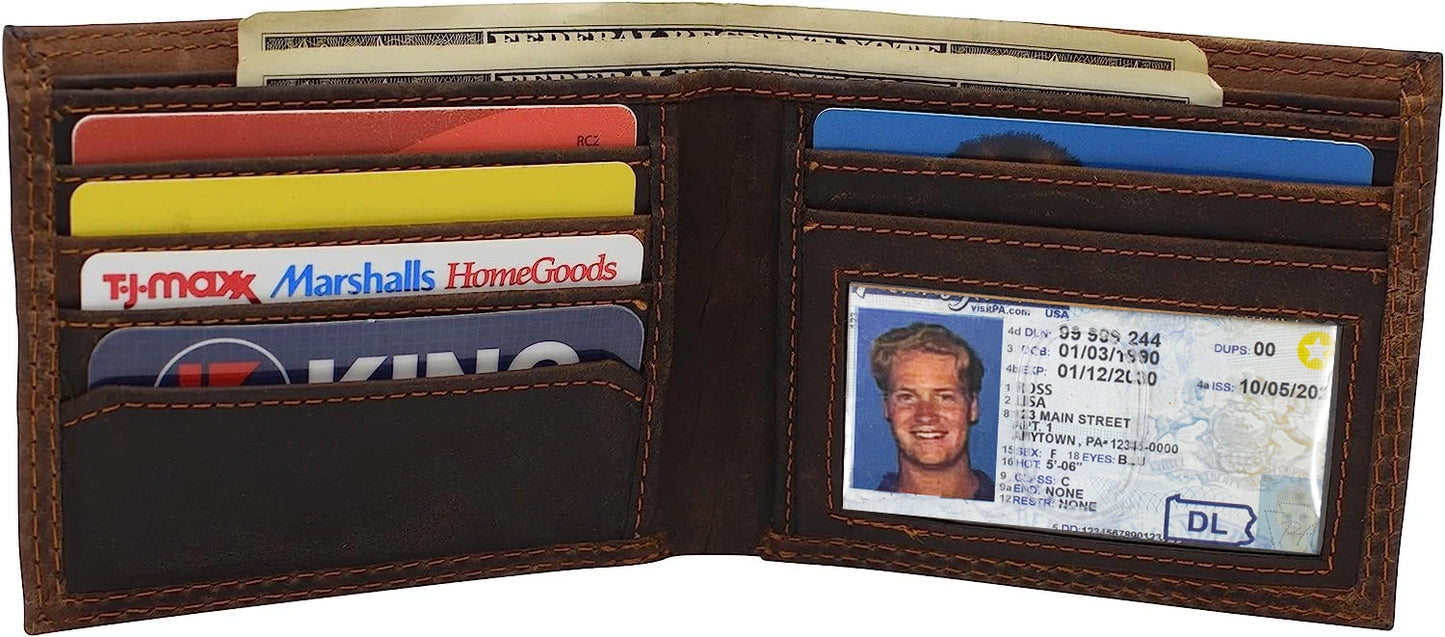 Vintage Leather Men's Bifold Wallet Credit Card Holder Airtag Case