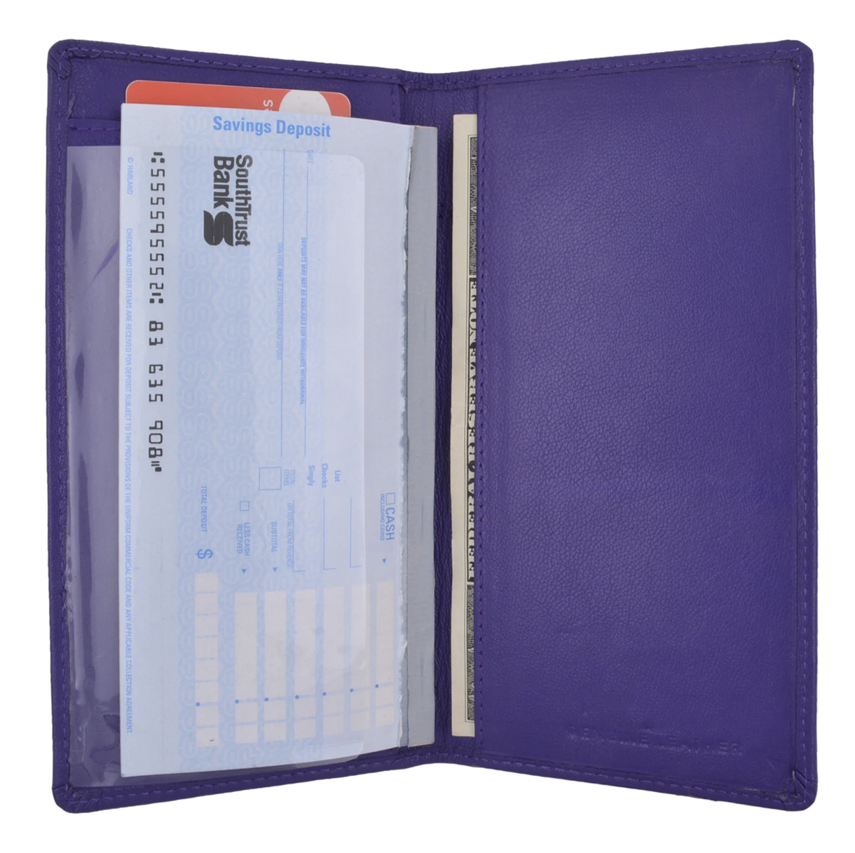 RFID Blocking Genuine Leather Plain Checkbook Cover Holder Thin ID Card Wallet