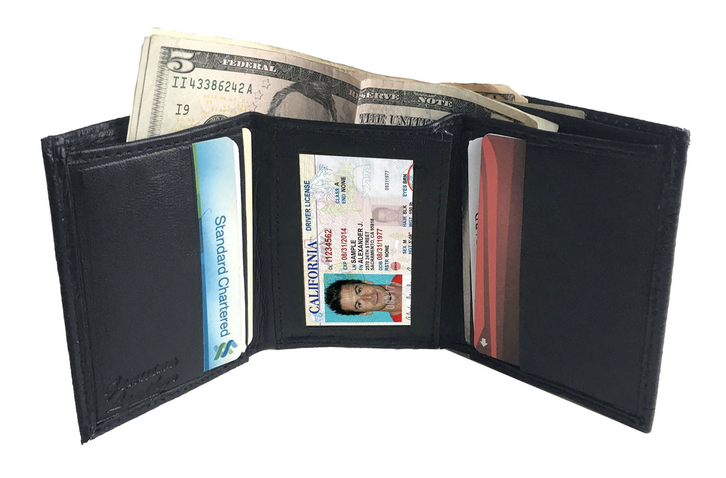 Genuine Leather Croc Print Mens Trifold Wallet ID Credit Card Holder Front Pocket