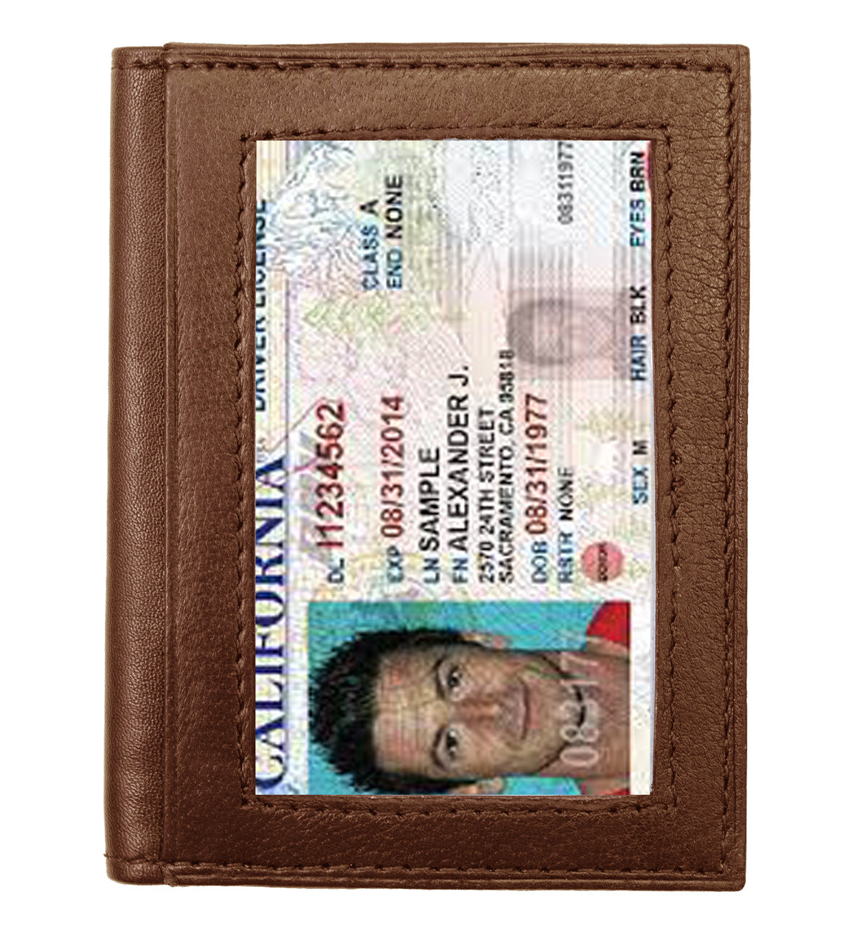 RFID Blocking Men's Genuine Leather ID 3 Card Bifold Card Holder Wallet