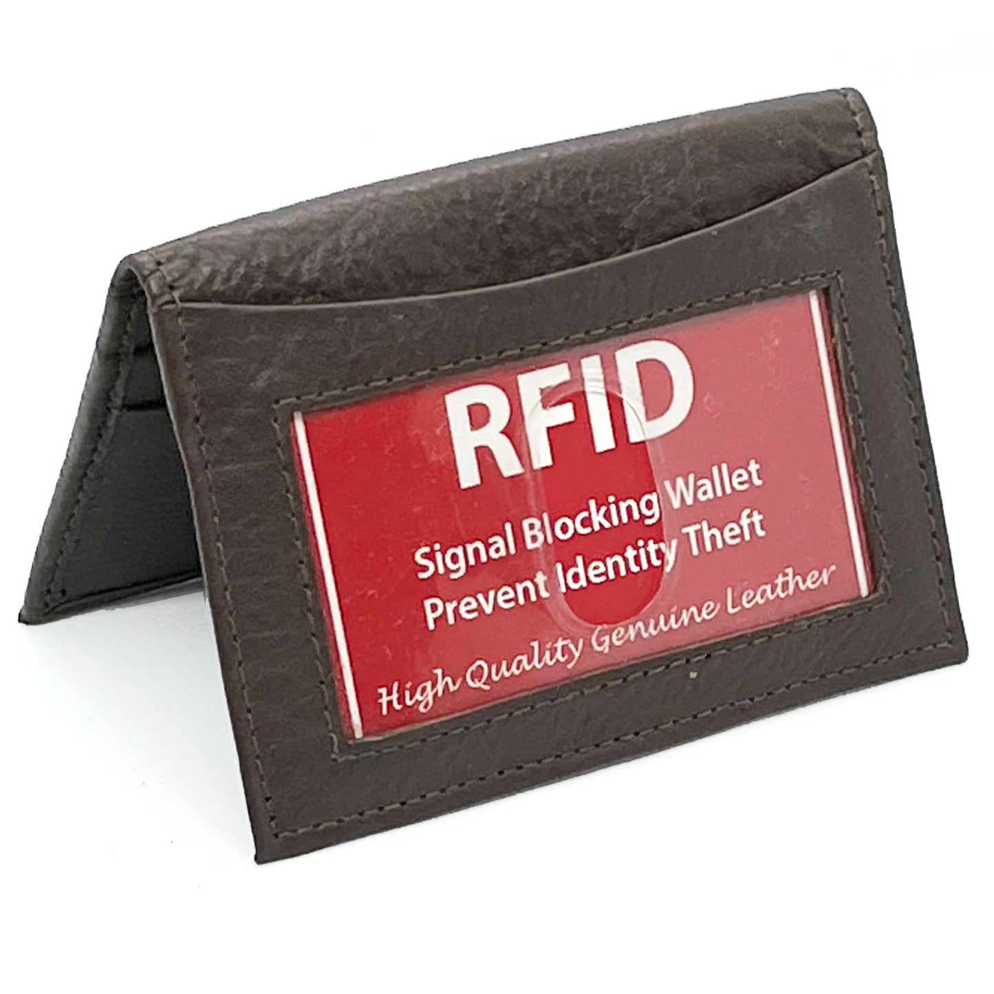 RFID Blocking Black Genuine Leather Men's Bifold Wallet Thin Credit Card ID Holder