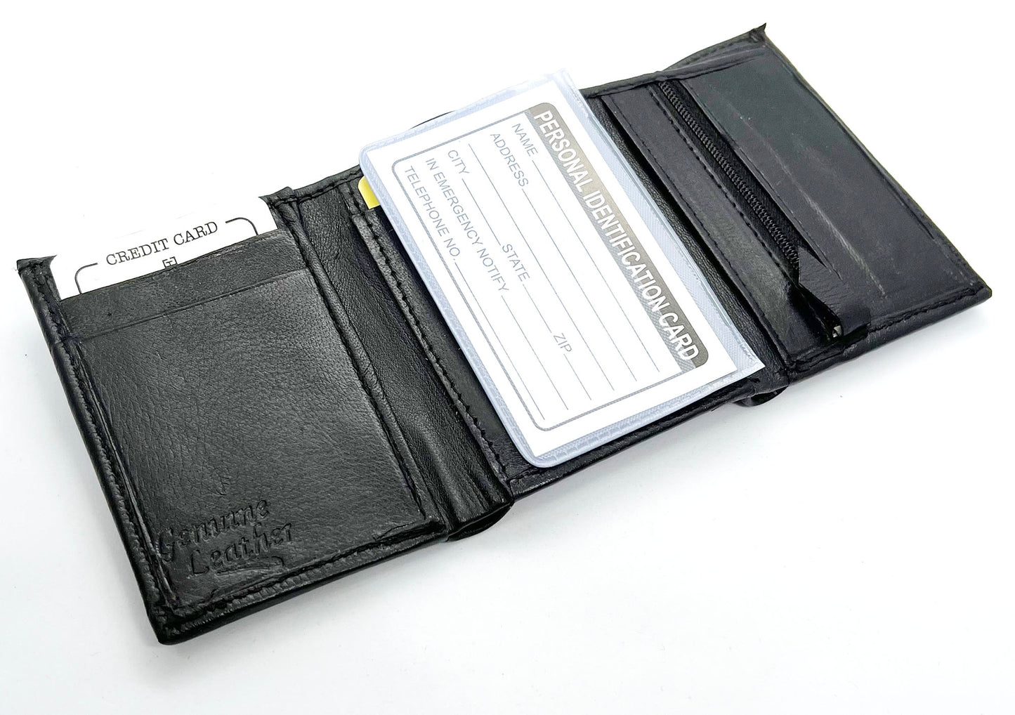 RFID Blocking Genuine Leather Men's Trifold Wallet Credit Card Holder Coin Purse Change Pocket