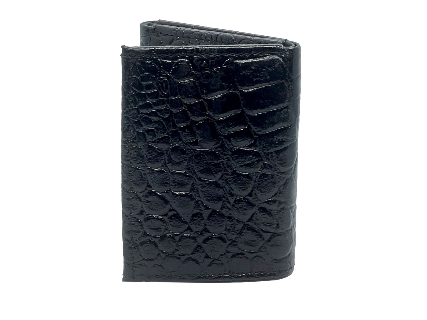 Genuine Leather Croc Print Mens Trifold Wallet ID Credit Card Holder Front Pocket