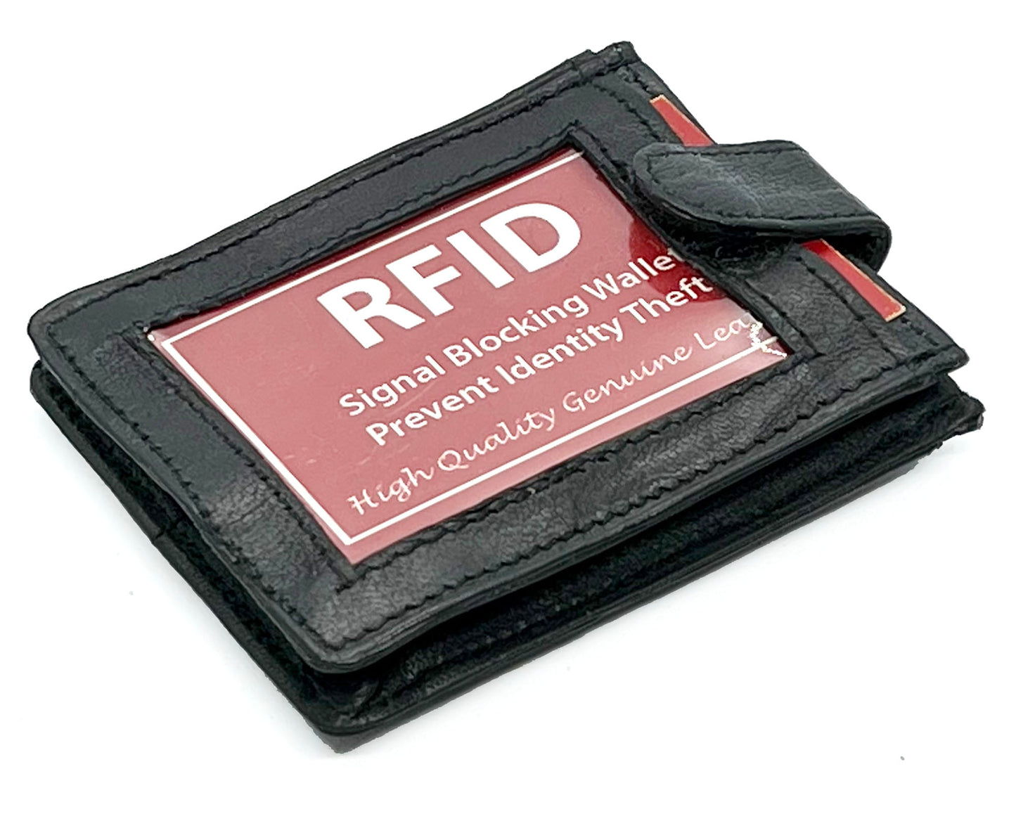 Black Genuine Leather Men's 20 Card Holder Front Pocket Wallet New