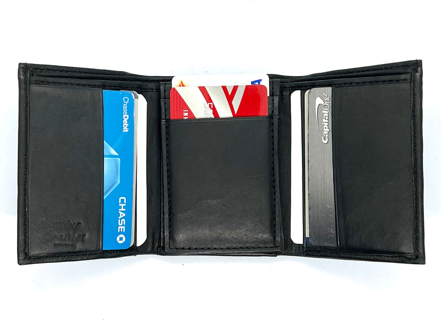 Genuine Leather Men's Trifold Wallet Credit Card Holder ID Window Flap Top