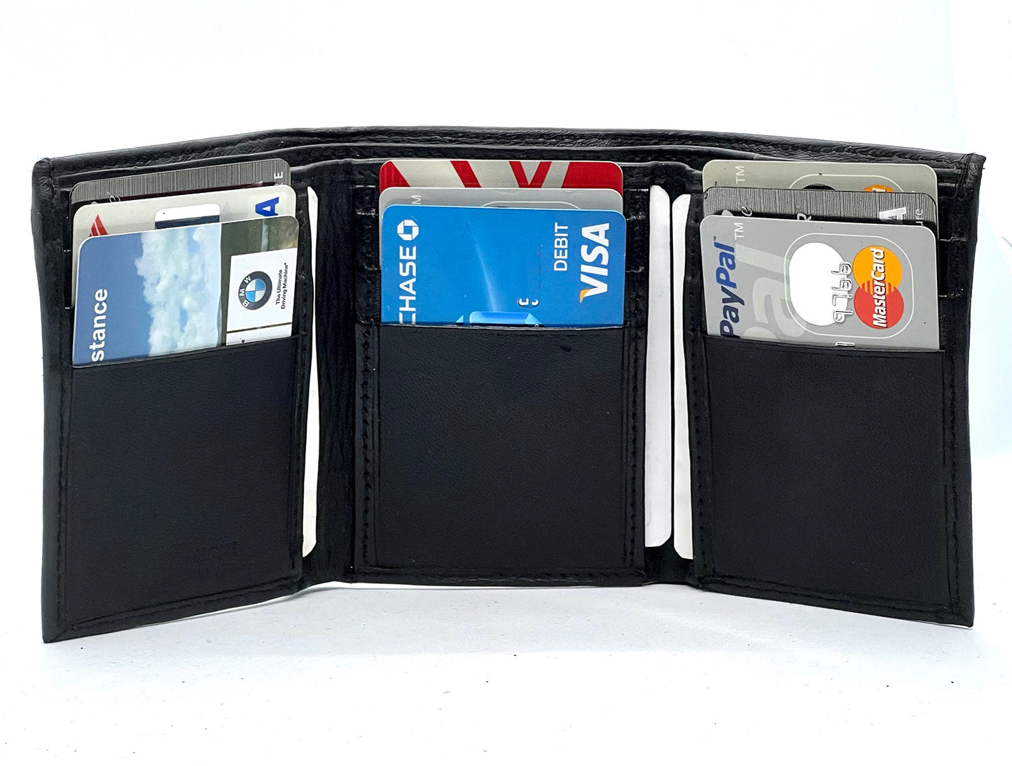 RFID Blocking Genuine Leather Men's Trifold Wallet Credit Card Holder ID Window