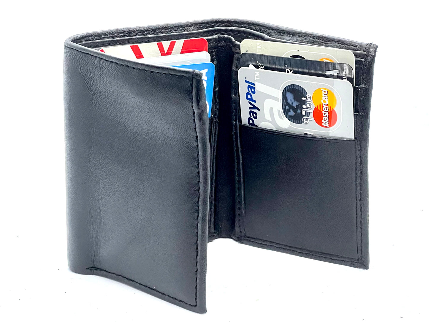 RFID Blocking Genuine Leather Men's Trifold Wallet Credit Card Holder ID Window