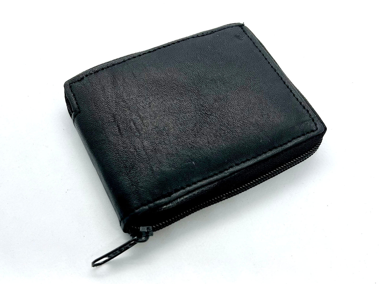 Genuine Leather Men's Bifold Wallet Credit Card Holder Zip Around Clear Card Insert