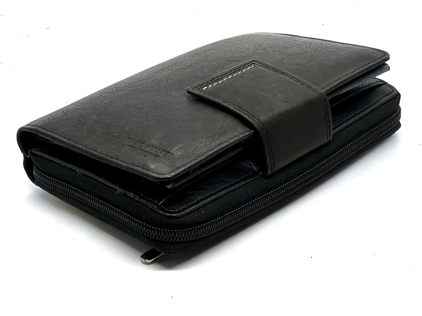 Black Leather Women's Clutch Wallet Checkbook Cover Card Secretary Organizer Premium Quality