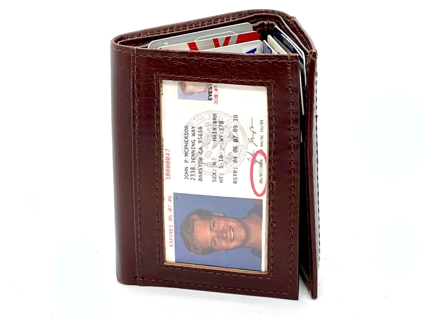 Brown Genuine Leather Men's Trifold Wallet Credit Card Holder Premium Quality