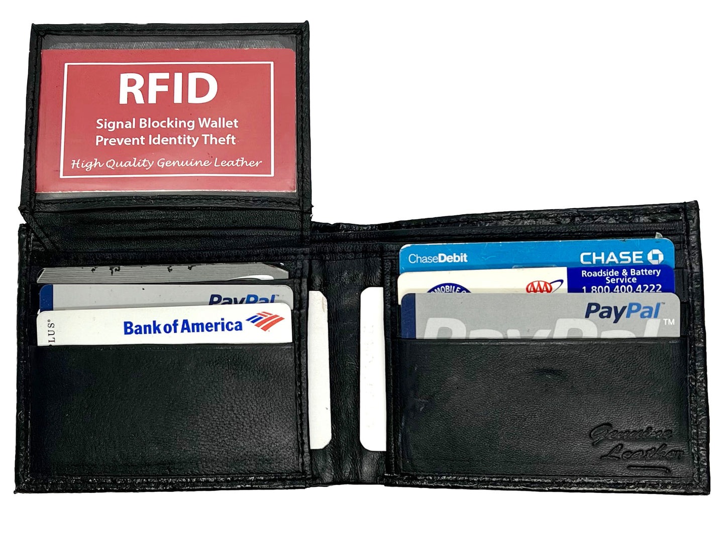RFID Blocking Genuine Leather Ostrich Print Men's Bifold Wallet Credit Card Holder