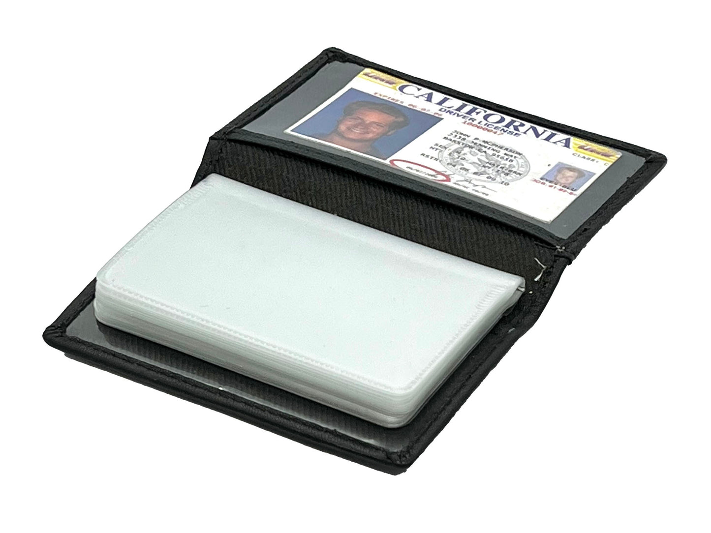 Genuine Leather Business Card Organizer Plastic Insert ID Credit Card Holder