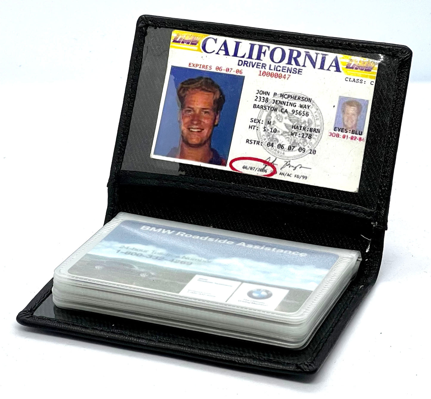 Genuine Leather Business Card Organizer Plastic Insert ID Credit Card Holder