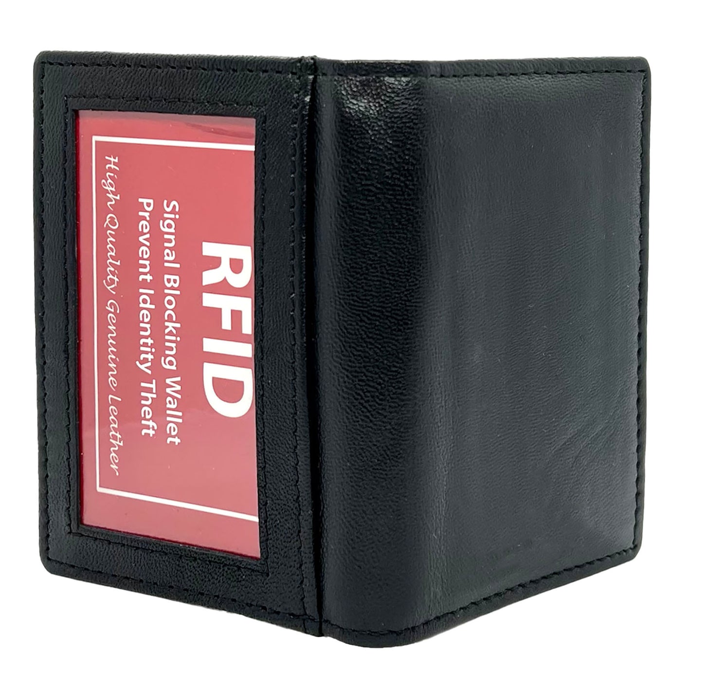 Genuine Leather Business Card Organizer Plastic Insert ID Credit Card Holder