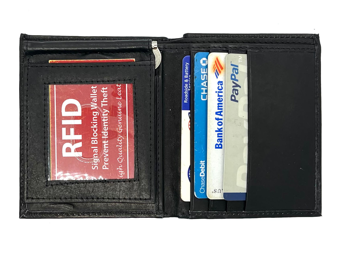 Genuine Leather Men's Money Clip Bifold Wallet Card Front Pocket Detachable Card Holder