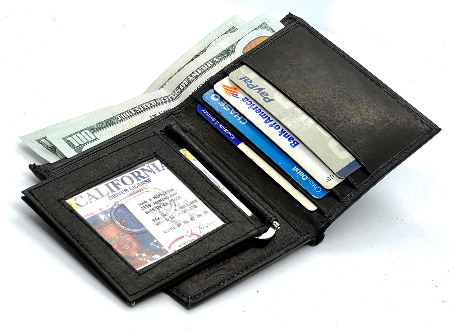 Genuine Leather Men's Money Clip Bifold Wallet Detachable Card Front Pocket Card Holder