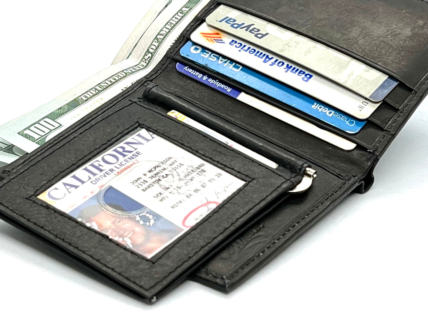 Genuine Leather Men's Money Clip Bifold Wallet Card Front Pocket Detachable Card Holder