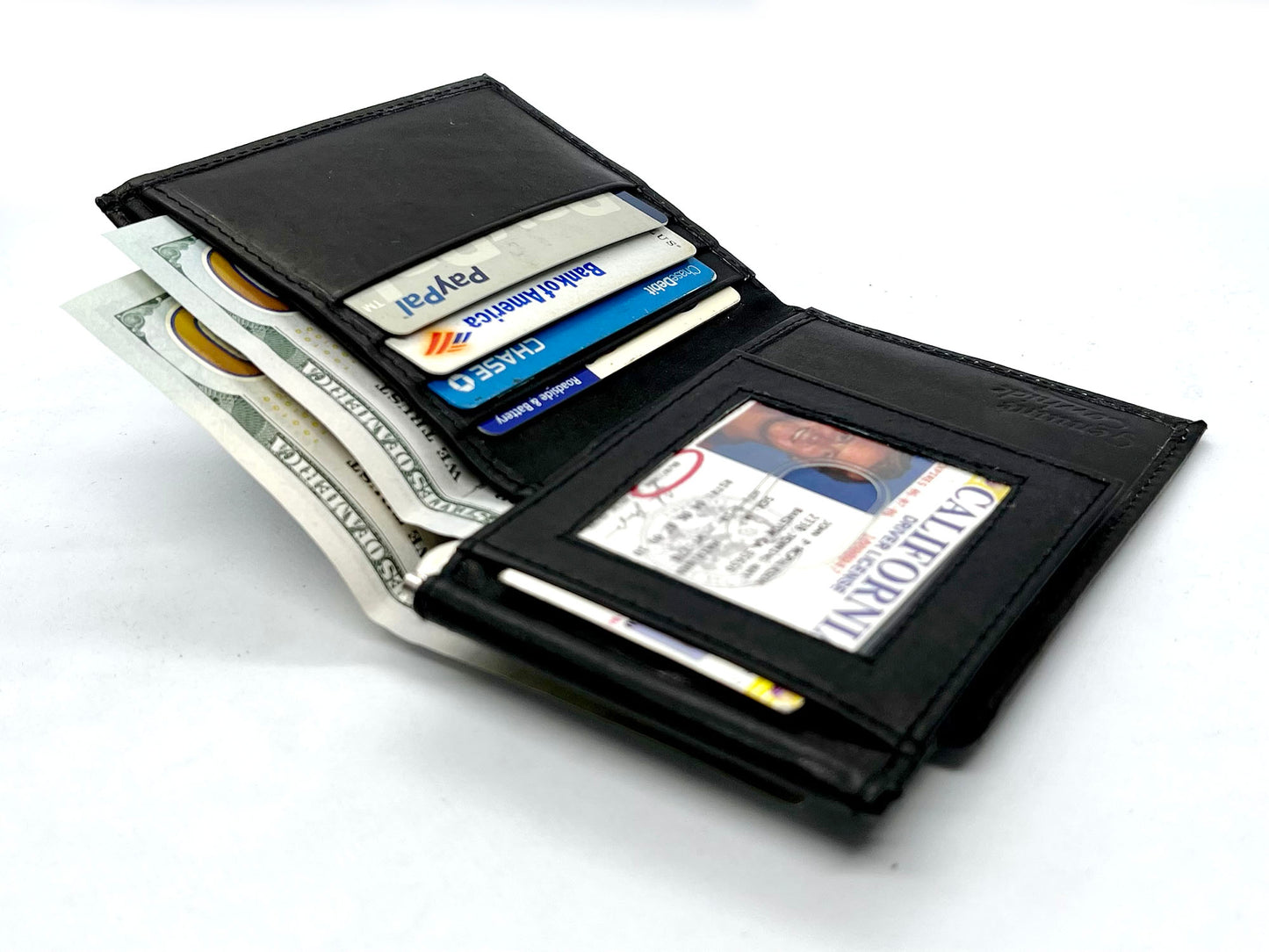 Genuine Leather Men's Money Clip Bifold Wallet Card Front Pocket Detachable Card Holder