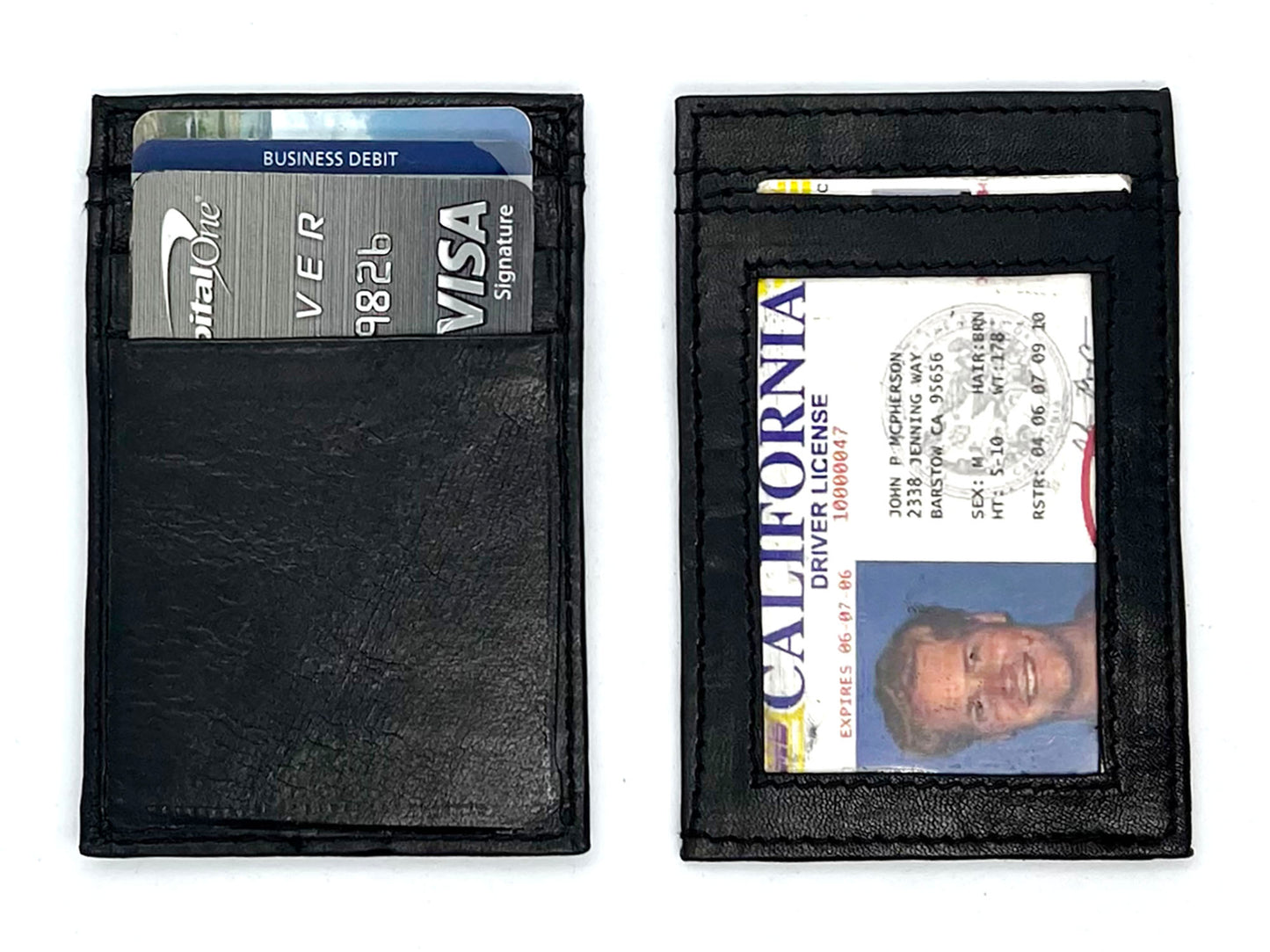 Black Genuine Leather Men's Wallet ID Credit Card Thin Holder Minimalist Ultra Thin