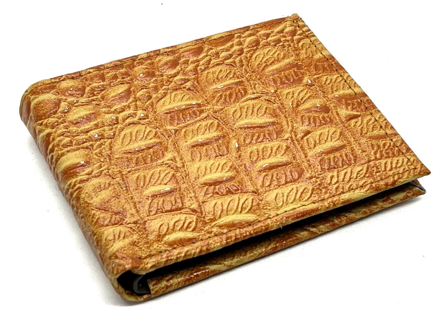 RFID Blocking Genuine Leather Croc Print Men's Bifold Wallet Credit Card Holder