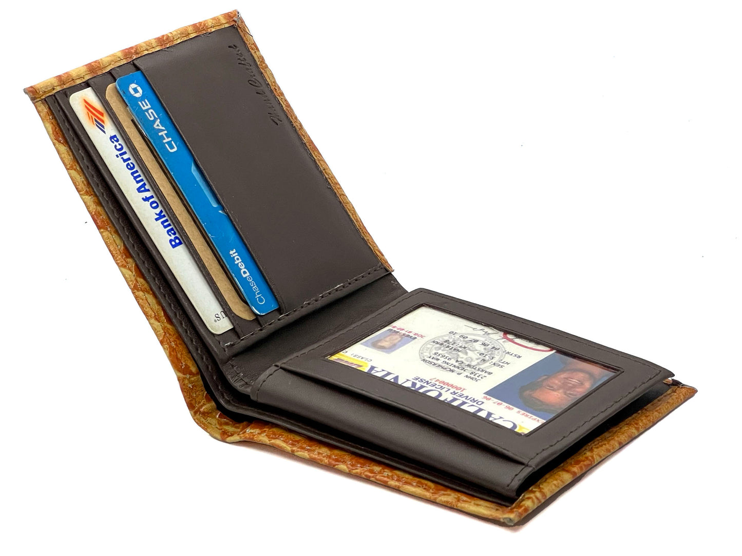 RFID Blocking Genuine Leather Croc Print Men's Bifold Wallet Credit Card Holder