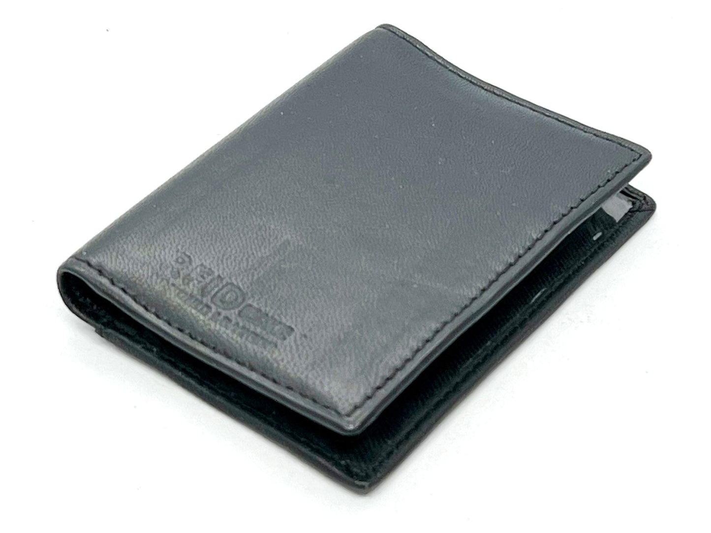 RFID Black Genuine Leather Business Card Holder Pocket Organizer Wallet Plastic Inserts