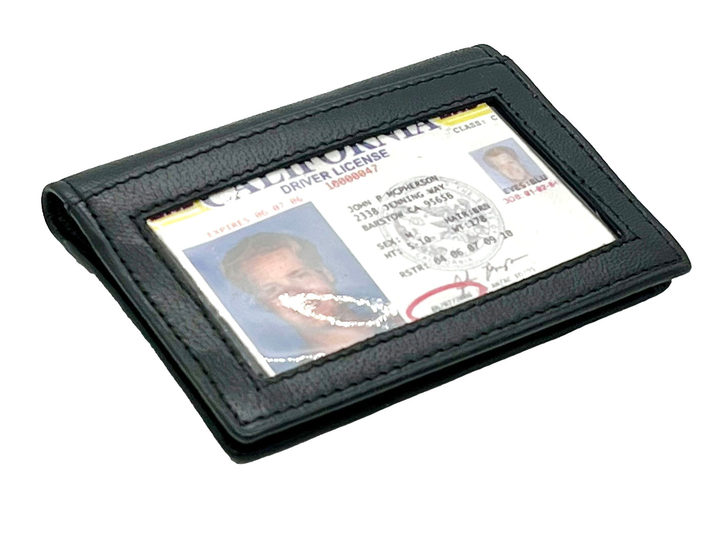 RFID Black Genuine Leather Business Card Holder Pocket Organizer Wallet Plastic Inserts