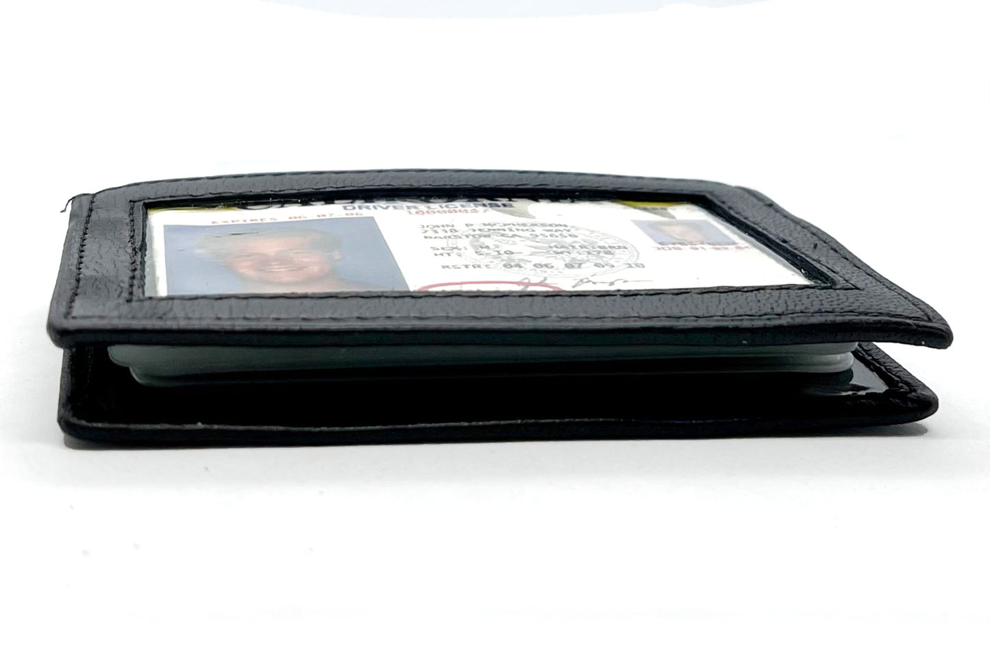 Genuine Leather Business Card Organizer Plastic Insert ID Credit Card Holder